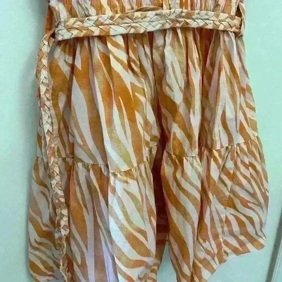 Derek Lam Collective Orange Zebra Cutout Ruffle Buttons Women's Mini Dress 40 - Picture 8 of 14